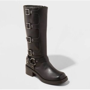 Women's Rebel Tall Moto Buckle Boots Brown - Wild Fable - Women’s